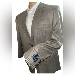 Meeting Street 46 Plaid Blazer Sportcoat Gray & Light Blue 2 Button